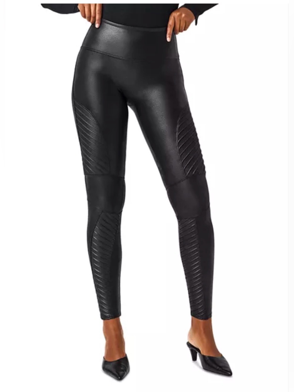 Spanx Faux Leather Moto Leggings Size Large